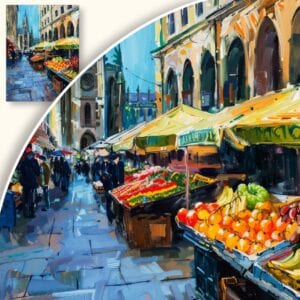 Obraz Kolorowy rynek w europejskim mieście