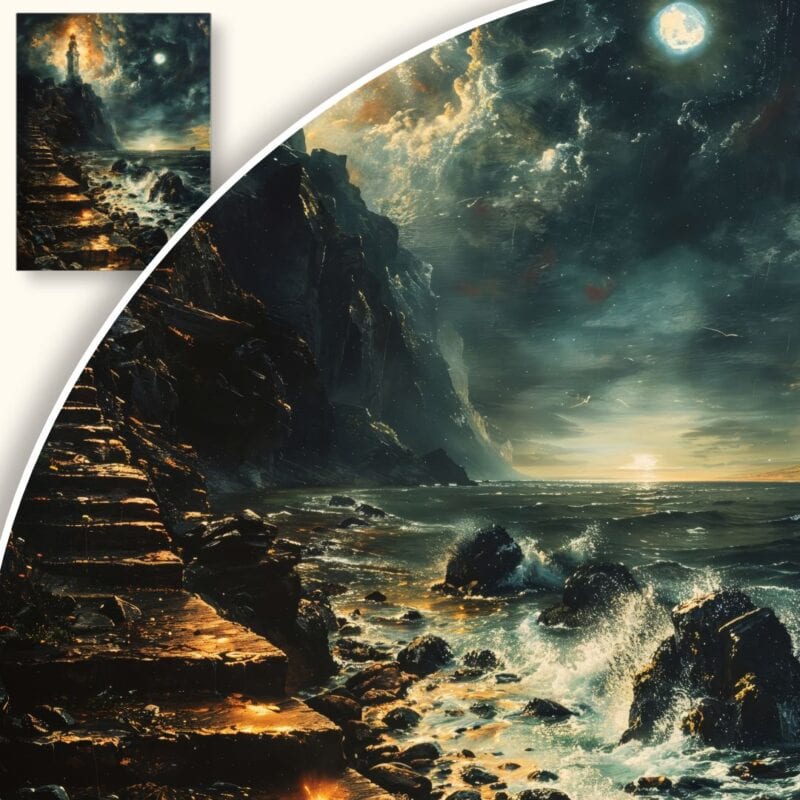 Obraz Latarnia morska w świetle księżyca