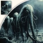 Obraz Mityczne Stworzenia w Ciemnej Wodzie