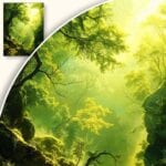 zb3-2112-3n Plakat Zielony las w promieniach słońca