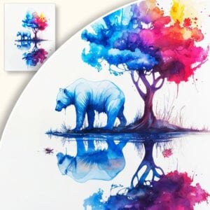 Plakat Niedźwiedź i Drzewo