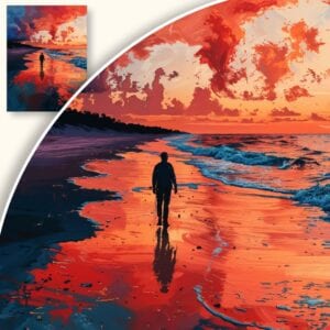 Obraz Samotność na plaży o zachodzie słońca