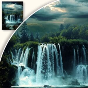 Plakat Wodospad w Zielonym Lesie