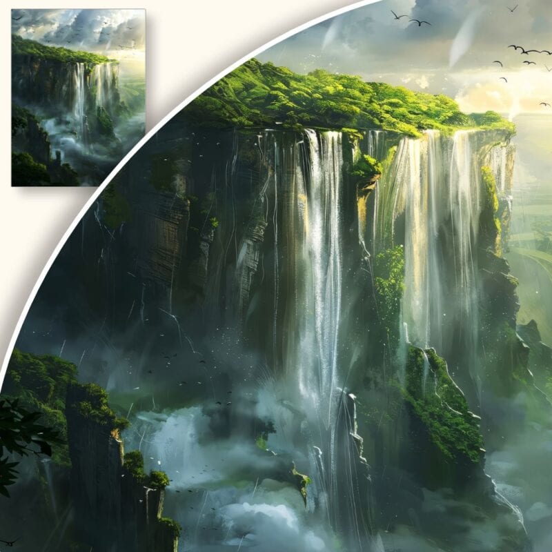 Plakat Magiczne Wodospady w Zielonym Krajobrazie