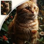 zb3-2218-3n Obraz Kot w kwitnącym ogrodzie