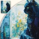 Obraz Czarny kot na parapecie