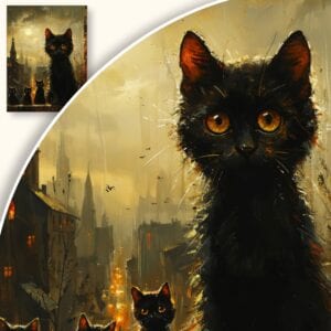 Obraz Nocne spotkanie czarnych kotów