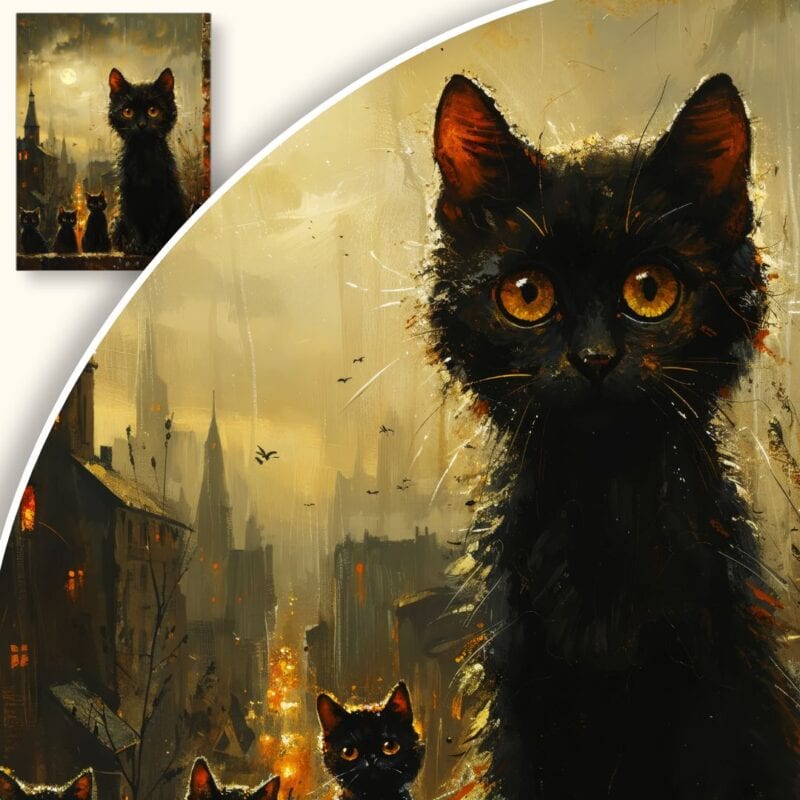 Obraz Nocne spotkanie czarnych kotów