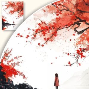 Plakat Nostalgiczna dziewczynka w czerwieni