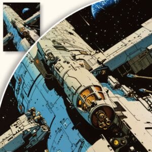 Plakat Statek kosmiczny w przestrzeni