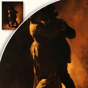 Obraz Romantyczny taniec w ciepłych barwach