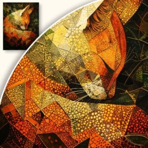 Obraz Kolorowy kot w stylu mozaiki