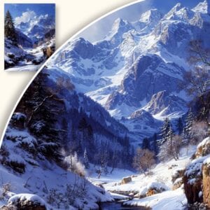 Obraz Zimowy krajobraz górski z rzeką