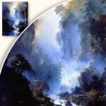 Obraz Rzeka w mglistym lesie