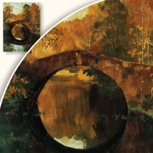 Obraz Jesienny most nad spokojną rzeką