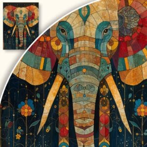 Obraz Majestatyczny słoń mozaika