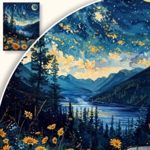 Obraz Nocny krajobraz z żółtymi kwiatami