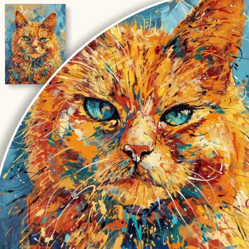 Obraz Kolorowy Impresjonistyczny Kot