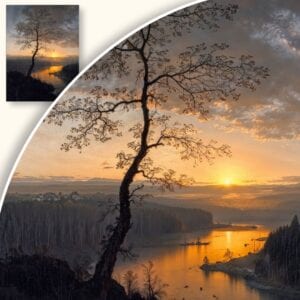 Obraz Wschód Słońca nad Jeziorem