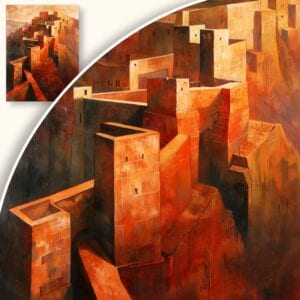 Obraz Monumentalne budowle w górzystym krajobrazie