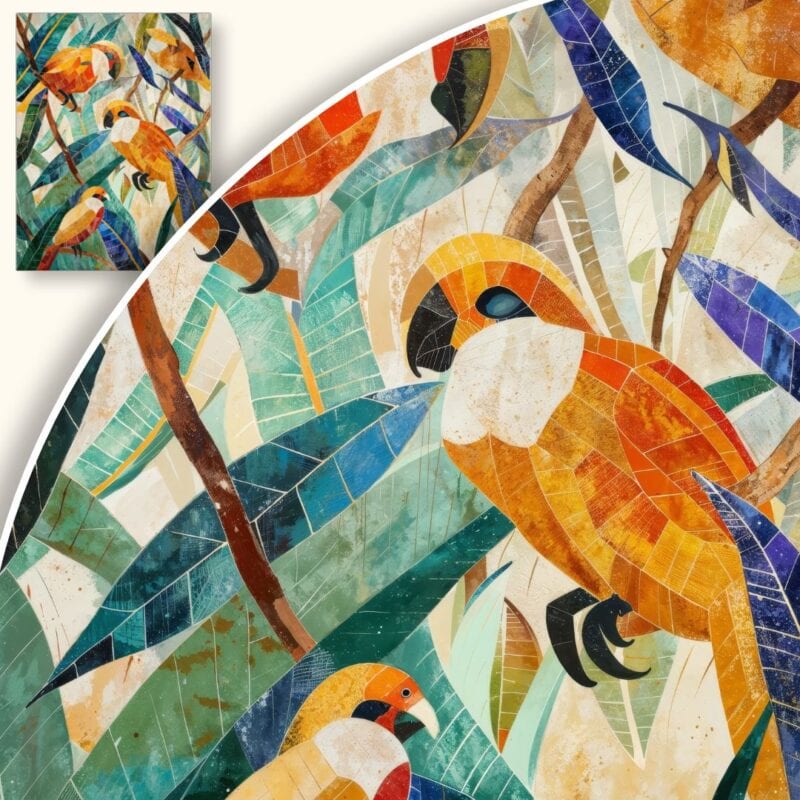 Obraz Kolorowe ptaki w dżungli