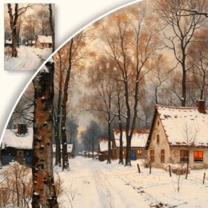 Obraz Zimowa wieś w spokojnej aurze