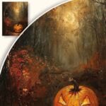 zb3-488-3n Obraz Straszna Dynia w Mrocznym Lesie