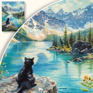 Obraz Czarny kot nad jeziorem