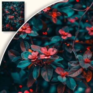 Plakat Egzotyczne kwiaty i liście