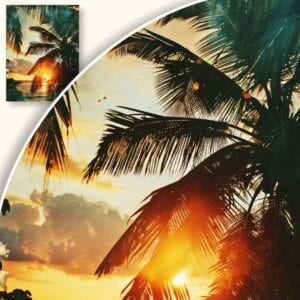 Obraz Zachód słońca na tropikalnej plaży