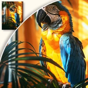 Plakat Papuga w promieniach słońca