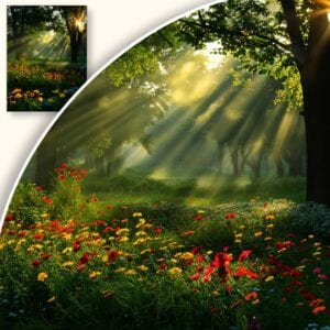 Plakat Promienie Słońca W Leśnym Gaju