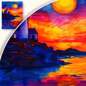 Obraz Latarnia morska w zachodzie słońca