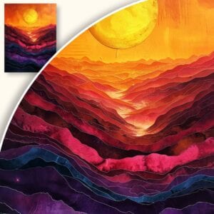 Obraz Zachód słońca w fioletowych górach