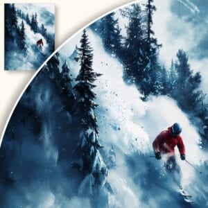 Plakat Narciarz na zimowym stoku