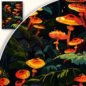 Obraz Fantastyczne grzyby w mrocznym lesie