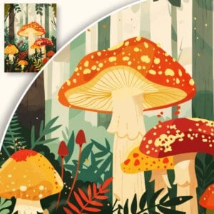 Plakat Grzyby w zaczarowanym lesie