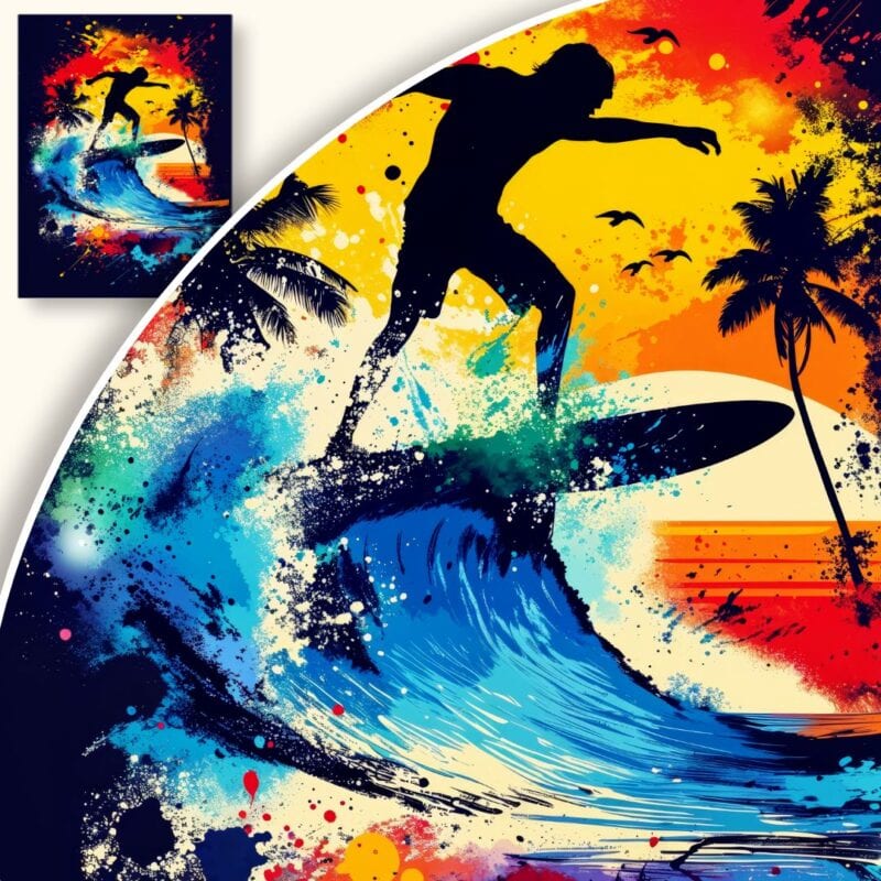 Plakat Surfer na Fali