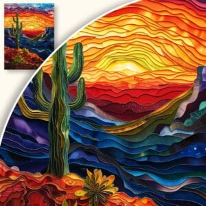 Obraz Kaktus na tle zachodu słońca