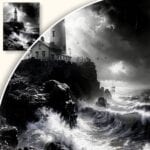 zb3-924-3n Plakat Burzliwa scena z latarnią morską