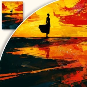 Obraz Kobieta w zachodzącym słońcu