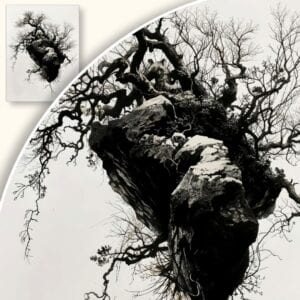 Plakat Dramatyczne drzewo w czarno-białej kolorystyce