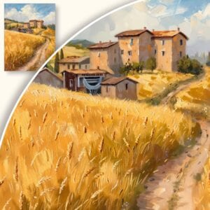 Obraz Wiejski pejzaż z kłosami zbóż