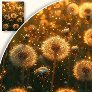 Plakat Złote Dmuchawce w Blasku