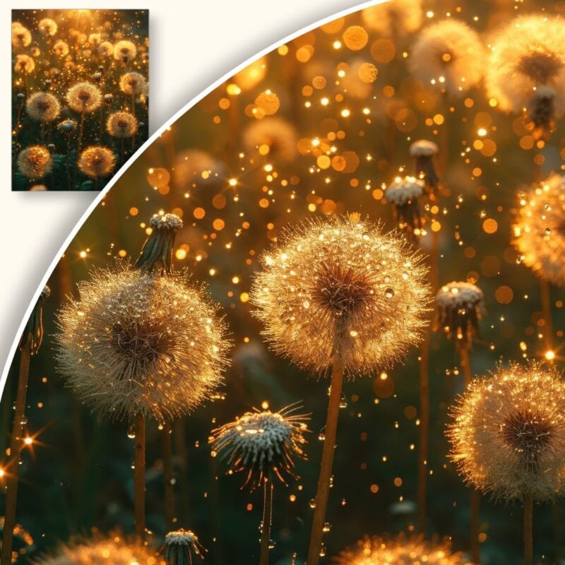 Plakat Złote Dmuchawce w Blasku