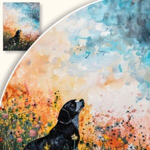 Obraz Pies na kwiecistej łące