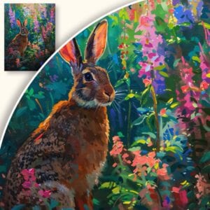 Obraz Zając wśród kwiatów