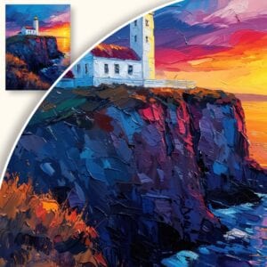 Obraz Latarnia morska o zachodzie słońca