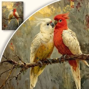 Obraz Dwie papugi na gałęzi