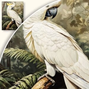 Obraz Papuga kakadu w tropikalnym lesie
